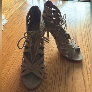 Elegant Tan Lace-Up Heels